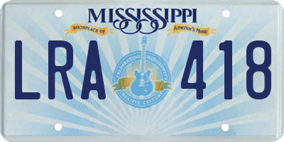 MS license plate LRA418
