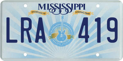 MS license plate LRA419