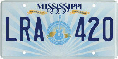 MS license plate LRA420