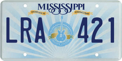 MS license plate LRA421