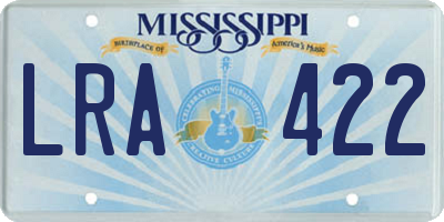 MS license plate LRA422