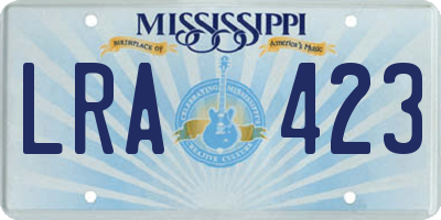 MS license plate LRA423