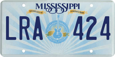 MS license plate LRA424