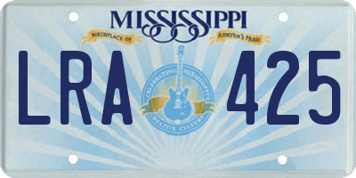 MS license plate LRA425
