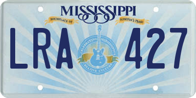 MS license plate LRA427