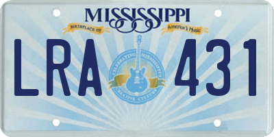 MS license plate LRA431