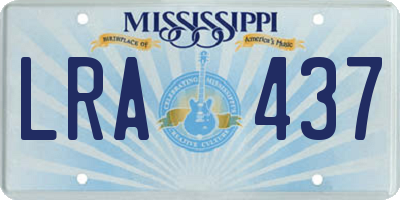 MS license plate LRA437