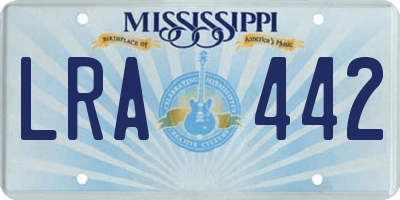 MS license plate LRA442