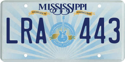 MS license plate LRA443