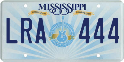 MS license plate LRA444