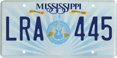 MS license plate LRA445