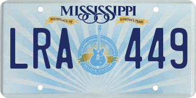 MS license plate LRA449