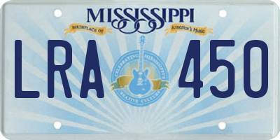 MS license plate LRA450