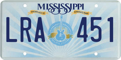 MS license plate LRA451