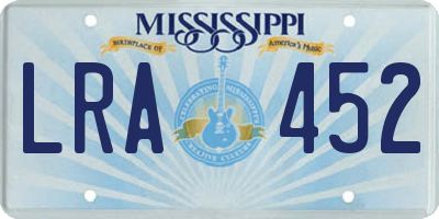 MS license plate LRA452