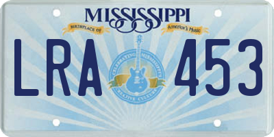MS license plate LRA453