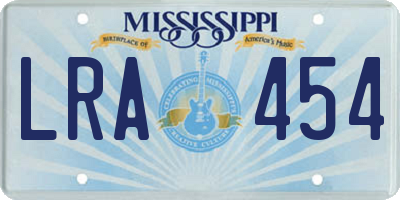 MS license plate LRA454