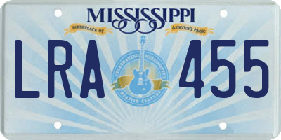 MS license plate LRA455