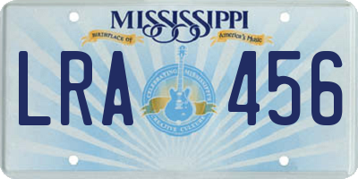 MS license plate LRA456