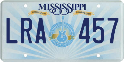 MS license plate LRA457