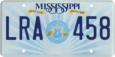 MS license plate LRA458