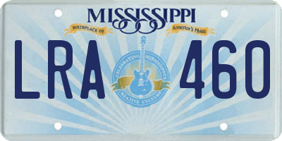 MS license plate LRA460
