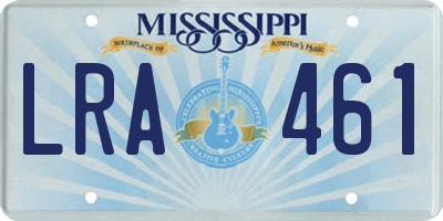 MS license plate LRA461