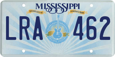MS license plate LRA462
