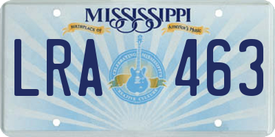 MS license plate LRA463
