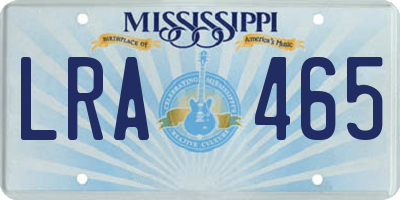 MS license plate LRA465