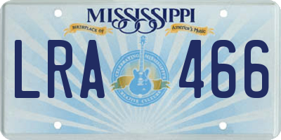 MS license plate LRA466