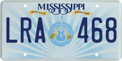 MS license plate LRA468