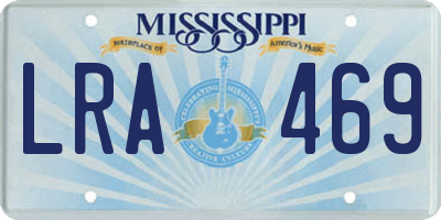 MS license plate LRA469