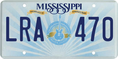MS license plate LRA470