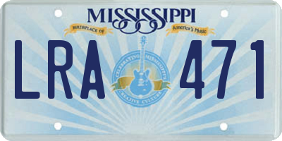 MS license plate LRA471