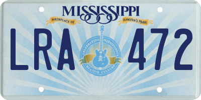 MS license plate LRA472