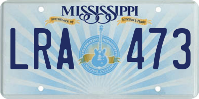 MS license plate LRA473