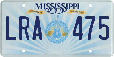 MS license plate LRA475