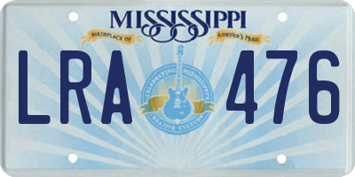 MS license plate LRA476