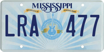 MS license plate LRA477