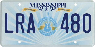 MS license plate LRA480