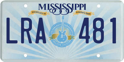 MS license plate LRA481