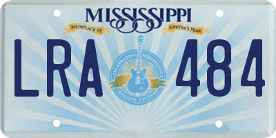 MS license plate LRA484