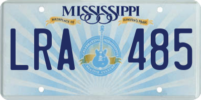 MS license plate LRA485