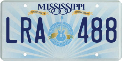 MS license plate LRA488