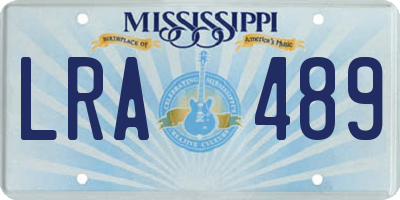 MS license plate LRA489