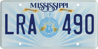 MS license plate LRA490