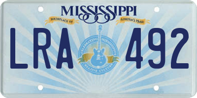 MS license plate LRA492