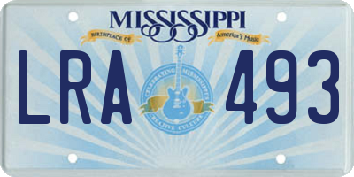 MS license plate LRA493