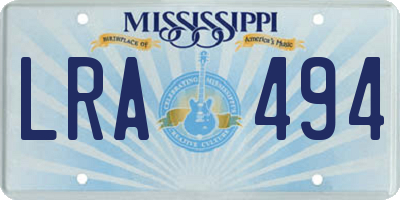 MS license plate LRA494